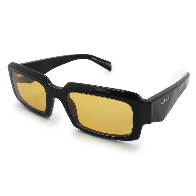 （美品）PRADA プラダ PR27ZS シンボル Symbole リサイクルバイオアセテート ブラック イエロー ハニーレンズ サングラス アイウェア 眼鏡 メガネ