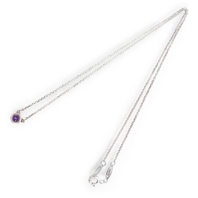（美品）TIFFANY&amp;Co. ティファニー エルサ ペレッティ カラー バイ ザ ヤード アメジスト SV925 スターリングシルバー アメジスト パープル チェーン ネックレス ペンダント 箱付_4
