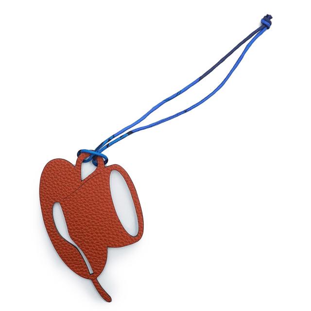 （新品・未使用品）HERMES エルメス petit h プティアッシュ コーヒーカップ ヴォーエプソン トゴ シルク ブラウン ブルー バッグチャーム レザー 箱付