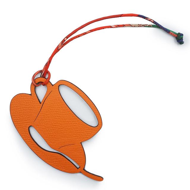 （新品・未使用品）HERMES エルメス petit h プティアッシュ コーヒーカップ ヴォーエプソン トリヨンクレマンス シルク パープル オレンジ バッグチャーム レザー 箱付
