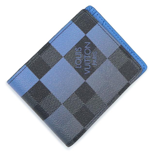 （未使用保管品）LOUIS VUITTON ルイ ヴィトン N40414 ポルトフォイユ ミュルティプル  ダミエグラフィット ブラック ブルー 二つ折り財布 箱付