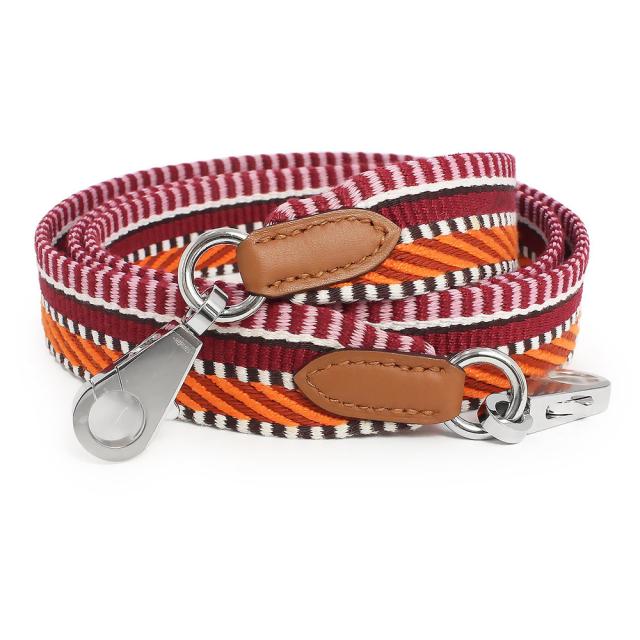（新品・未使用品）HERMES エルメス バンドリエール サングル カヴァル 25mm キャンバス ヴォースイフト オレンジミニアン ゴールド ローズトワル ピンク B刻印 ショルダーストラップ 105cm レザー シルバー金具 箱付