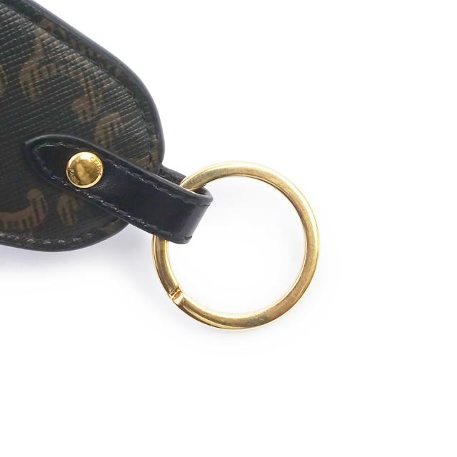 （新品・未使用品）CELINE セリーヌ 10D362BT8 トリオンフキャンバス カーフスキン ブラック バッグチャーム キーリング キーホルダー レザー ゴールド金具 箱付_3