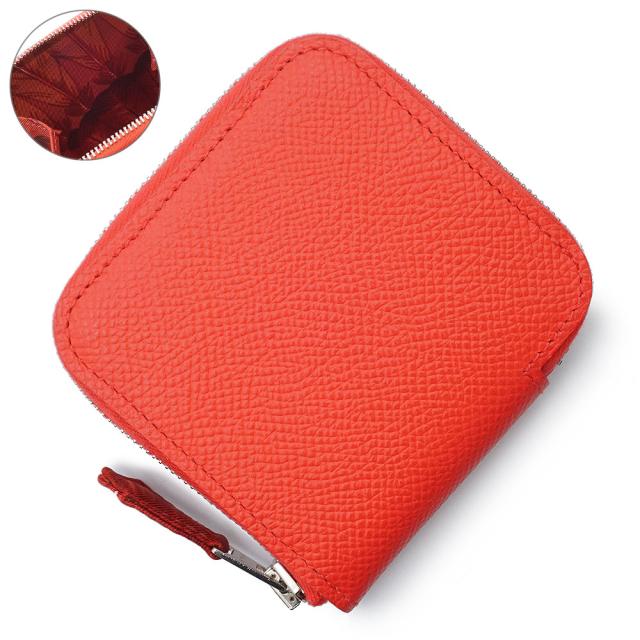 （新品・未使用品）HERMES エルメス アザップ コンパクト ミニ シルクイン ブラジル ディテール BRAZIL detail ヴォーエプソン ローズジャイプール ブリック ピンク T刻印 コインケース 小銭入れ 財布 レザー シルバー金具