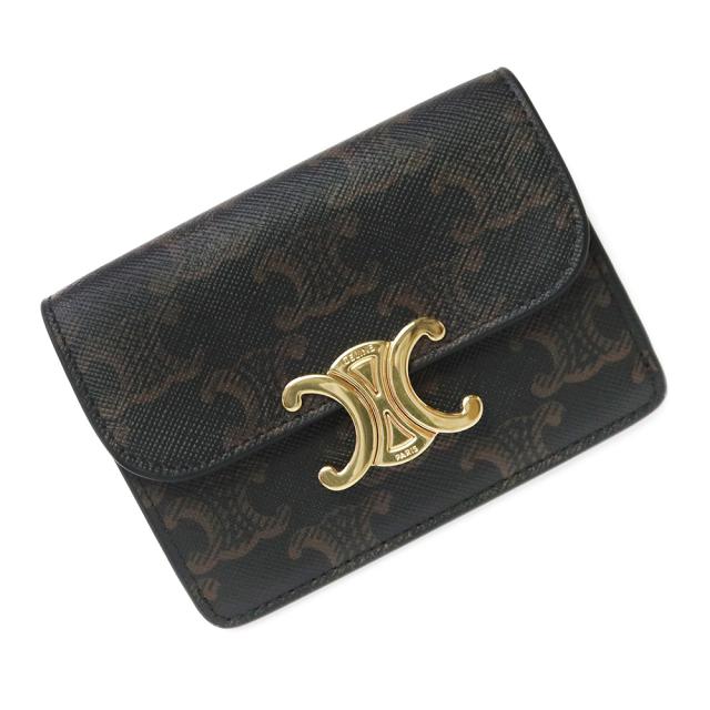 （新品・未使用品）CELINE セリーヌ 10I582CPJ トリオンフ フラップ付きカードホルダー トリオンフキャンバス カーフスキン レザー タン ブラウン カードケース パスケース 名刺入れ 定期入れ ゴールド金具 箱付 44,200円