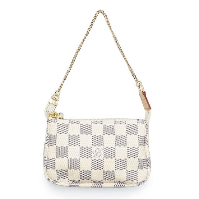 （未使用　展示品）LOUIS VUITTON ルイ ヴィトン N58010 ミニ ポシェット アクセソワール ダミエアズール ホワイト アクセサリーポーチ チェーン ハンドバッグ ゴールド金具 箱付 59,400円