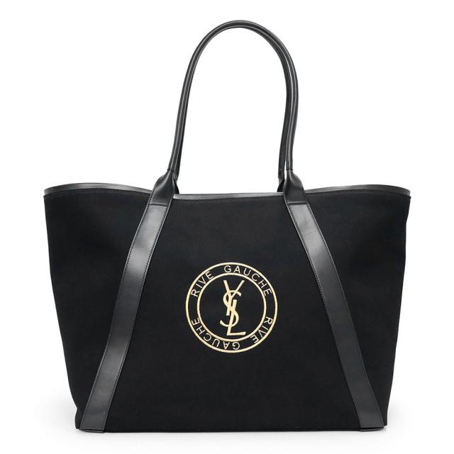 （未使用　展示品）SAINT LAURENT サンローラン 780096 リヴ ゴーシュ コットン カーフスキン ブラック トート ハンドバッグ レザー アンティークゴールド金具