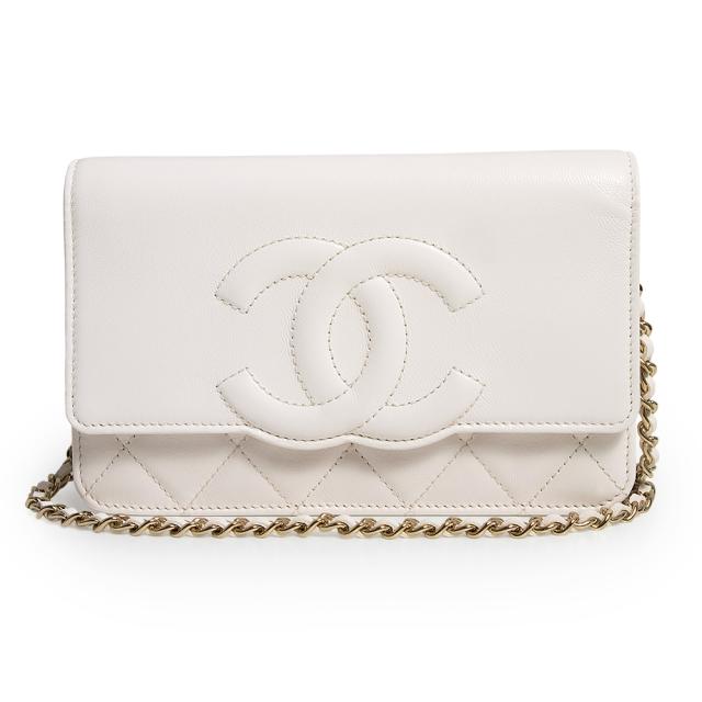 （新品・未使用品）CHANEL シャネル AP2020 マトラッセ ココマーク ゴートスキン ホワイト チェーンウォレット ショルダーバッグ 斜め掛け 財布 ゴールド金具 247,500円