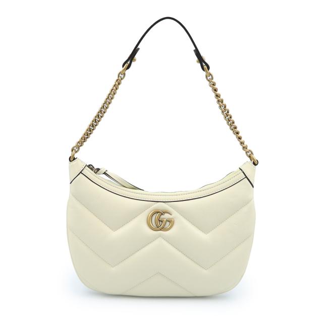 （未使用　展示品）GUCCI グッチ 777263 GGマーモント スモール レザー アイボリー ホワイト チェーン ショルダーバッグ アンティークシルバー金具
