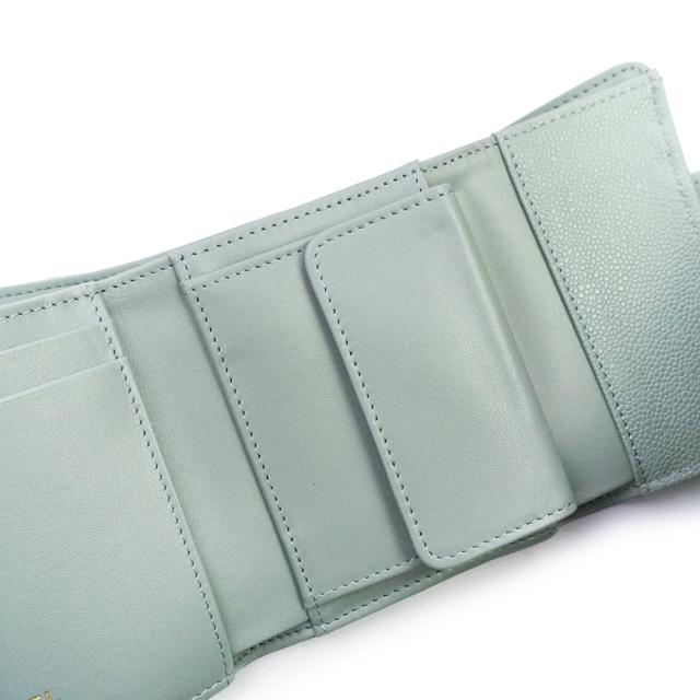 （新品・未使用品）CHANEL シャネル AP0229 マトラッセ クラシック スモール フラップ ウォレット キャビアスキン グレイッシュスモーキーグリーン コンパクト 三つ折り財布 レザー ゴールド金具 箱付
