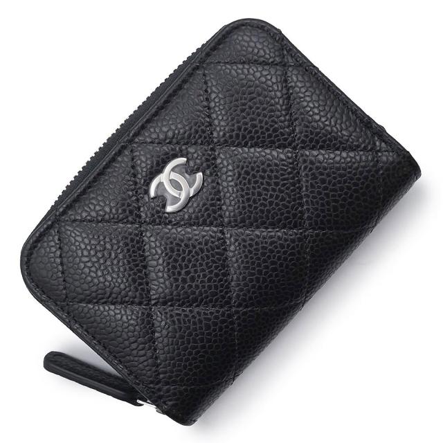 （新品・未使用品）CHANEL シャネル AP0216 マトラッセ クラシック ジップ コインパース キャビアスキン ブラック コインケース 小銭入れ 財布 レザー シルバー金具 箱付 79,860円