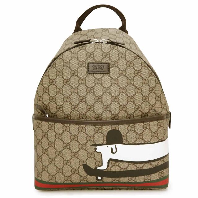 （新品・未使用品）GUCCI グッチ 782708 チルドレンズ ドッグ GGスプリームキャンバス PVC レザー ブラウン ベージュ リュック デイパック バックパック シルバー金具