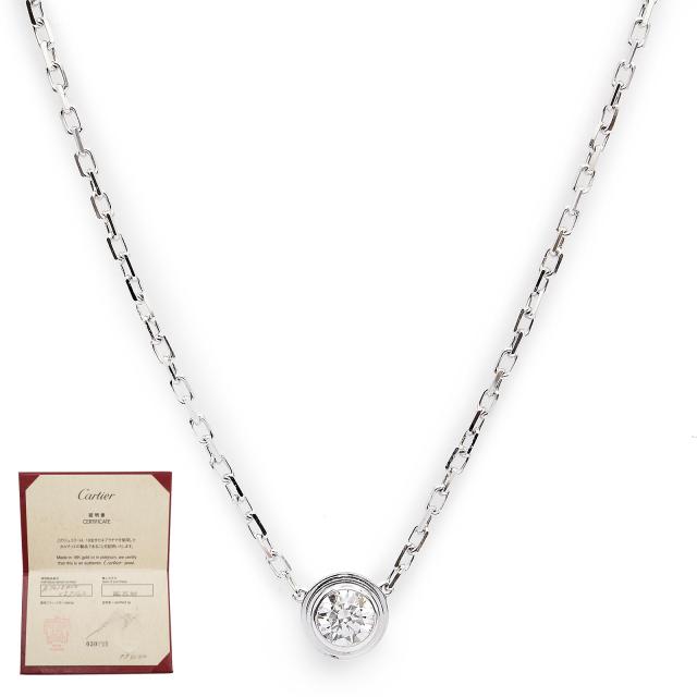 （新品同様品）Cartier カルティエ B7215400 ダムール ディアマン レジェ LM ラージモデル K18WG 750 ダイヤモンド 0.19ct ホワイトゴールド ネックレス ペンダント ギャラ 保証書 箱付 181,500円