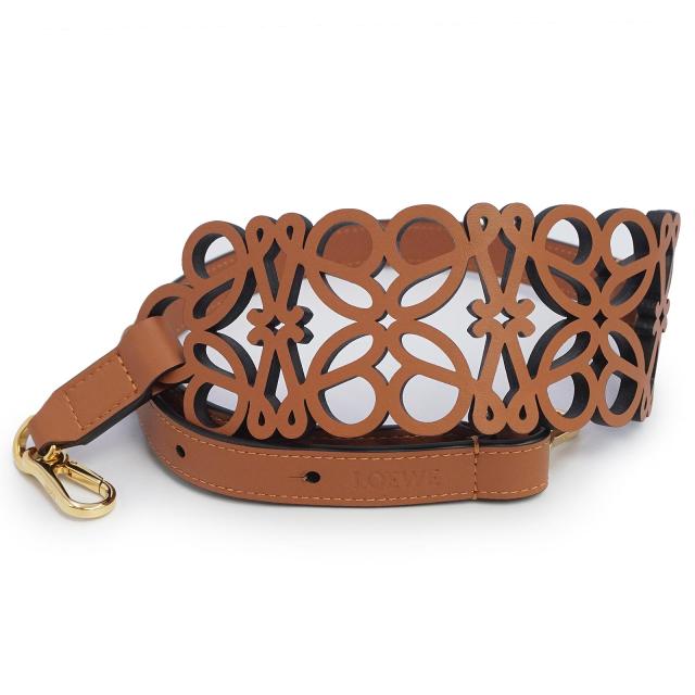 （未使用　展示品）LOEWE ロエベ C073317X30 アナグラム カットアウト スムースカーフレザー タン ブラウン ショルダーストラップ ゴールド金具 32,461円