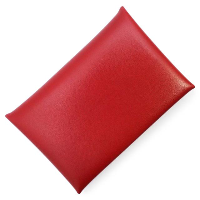 （新品・未使用品）HERMES エルメス カルヴィ ボックスカーフ ルージュピマン レッド B刻印 カードケース 名刺入れ 定期入れ パスケース レザー シルバー金具 箱付
