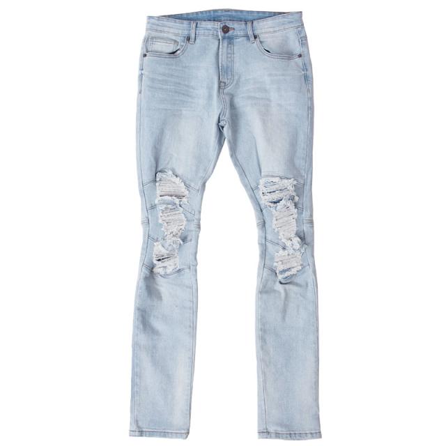 送料無料 デニム パンツ メンズ クラッシュデニム ジーンズ ストレッチ デニム ダメージ バイカー スキニー 細身 タイトの通販はau Pay マーケット Topism メンズファッション