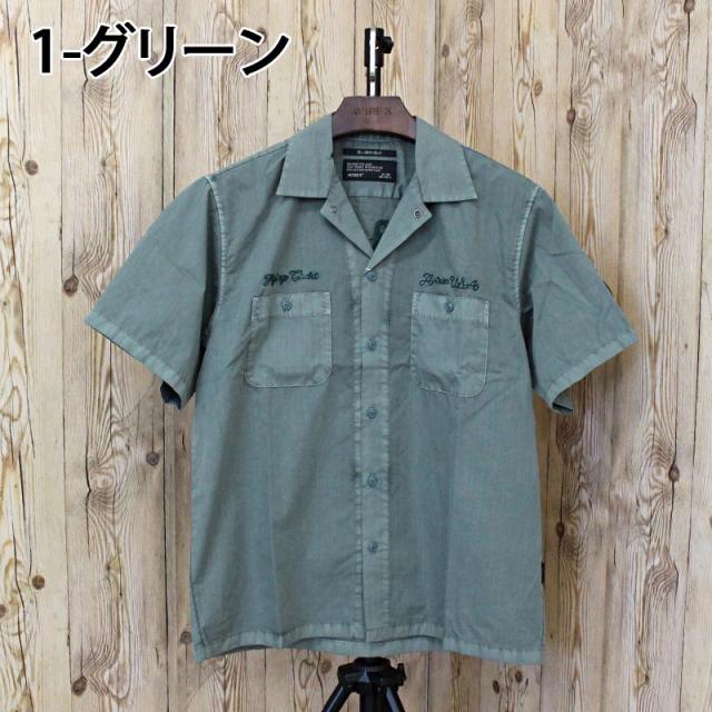 送料無料 AVIREX アヴィレックス FADED WORK SHIRT USAFA 半袖シャツ フェイド 半袖ワークシャツ 刺繍 ミリタリー トップス メンズブランド ゆうパケ_1