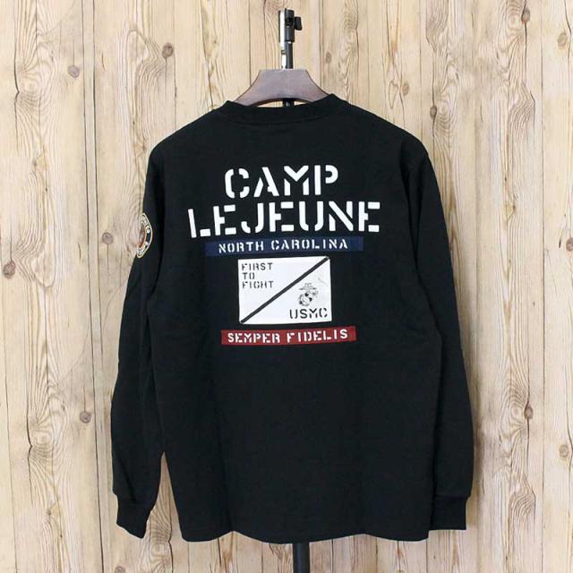 送料無料 AVIREX アヴィレックス CAMP LEJEUNE PATCHED L/S T-SHIRT ロンT 長袖 Tシャツ 783-5230028 クルーネック ミリタリー トップス アビレックス メンズ ブランド ネコポス_2