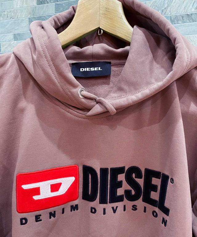 DIESEL/ディーゼル ワッペンロゴ刺繍 プルオーバー パーカー DIESELロゴ刺繍 ハート フーディ パーカー送料関税込