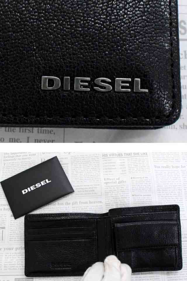 送料無料 DIESEL ディーゼル 財布 2つ折り ウォレット レザー 本