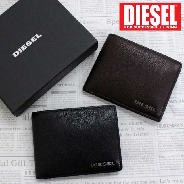 【未使用】DIESEL コンパクトウォレット 財布 レザー ブラック ロゴ