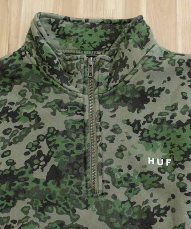 送料無料 HUF ハフ コントラ クウォータージップ モックネックフリース