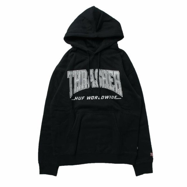 HUFxTHRASHER ベイビュープルオーバーフーディ BAYVIEW P/O HOODIE BLACK-