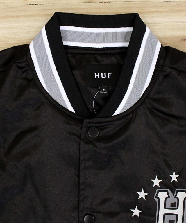 送料無料 HUF ハフ ギャラクティック スタック ベースボール ジャケット GALACTIC STACK BASEBALL JACKET スタジアムジャケット サテン スタジャン アウター ジャンパー ブルゾン メンズ ストリート スケーター 人気 ブランド JK00409_3