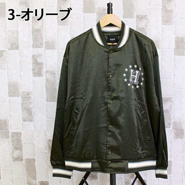 送料無料 HUF ハフ ギャラクティック スタック ベースボール ジャケット GALACTIC STACK BASEBALL JACKET スタジアムジャケット サテン スタジャン アウター ジャンパー ブルゾン メンズ ストリート スケーター 人気 ブランド JK00409_10