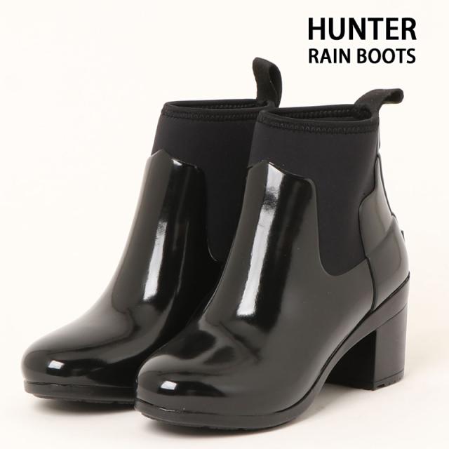 送料無料 HUNTER ハンター リファインド ミッド ヒール グロス レインブーツ REFINED MID HEEL GLOSS WFP1012NRG レディース 長靴 ラバーブーツ ブラック