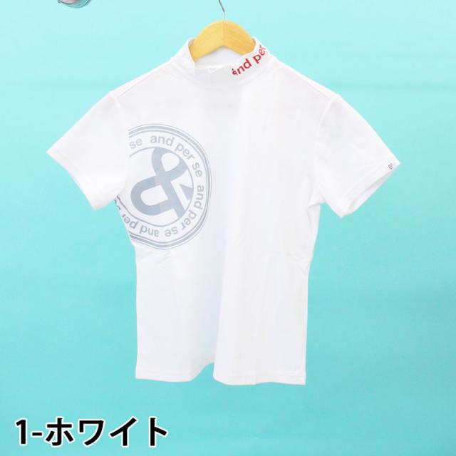 貨物輸送無料 and per se アンパスィ ゴルフ御召しもの レディースモックネックシャツ ロゴタイプ 吸汗速乾 UV守る 伸ばすこと トップス ブランド名 格好のいい 春夏 ゆうパケ
