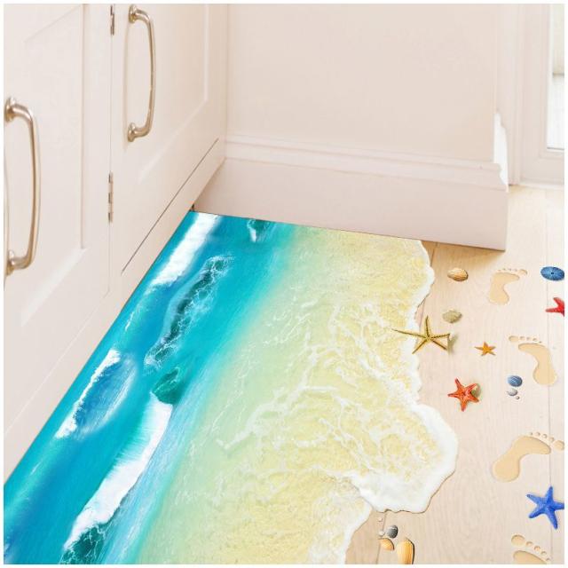 ウォールステッカー 壁紙シール トリックアート 浜辺 海 海辺 ビーチ 砂浜 3d 立体的 だまし絵 床 フロアー の通販はau Pay マーケット プラスナオ