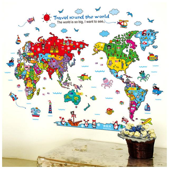 ウォールステッカー ウォールシール 壁シール 壁紙シール 壁面装飾 壁装飾 室内装飾 世界地図 知育 勉強 小学生 カラの通販はau Pay マーケット プラスナオ