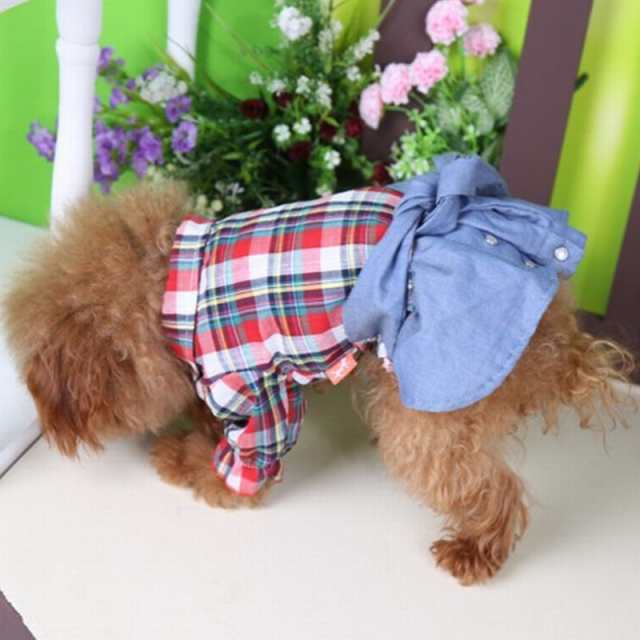 犬服 ドッグウェア ワンピース チェック柄 チェックシャツ 腰巻き風 デニム風 フレア 犬用 ペット用 犬 の通販はau Pay マーケット プラスナオ