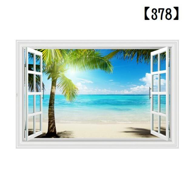 贈答 ウォールステッカー ウォールシール 海 ビーチ 青空 風景画 綺麗 癒し 窓辺 窓際 だまし絵 トリックアート 3d 立体的 壁シール 壁紙シール 壁 Supplystudies Com