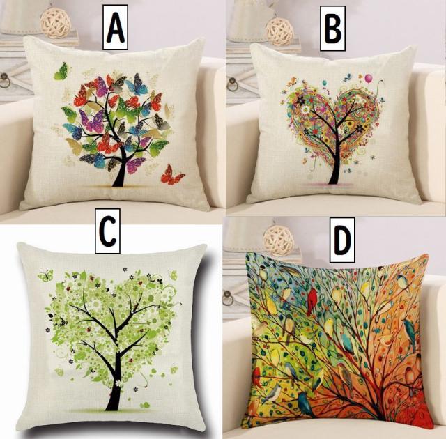 クッションカバー カバー 45 45 正方形 ホワイトベース 白基調 絵画風 芸術 木 樹 小鳥 蝶 葉っぱ ハート おしゃれ の通販はau Pay マーケット プラスナオ