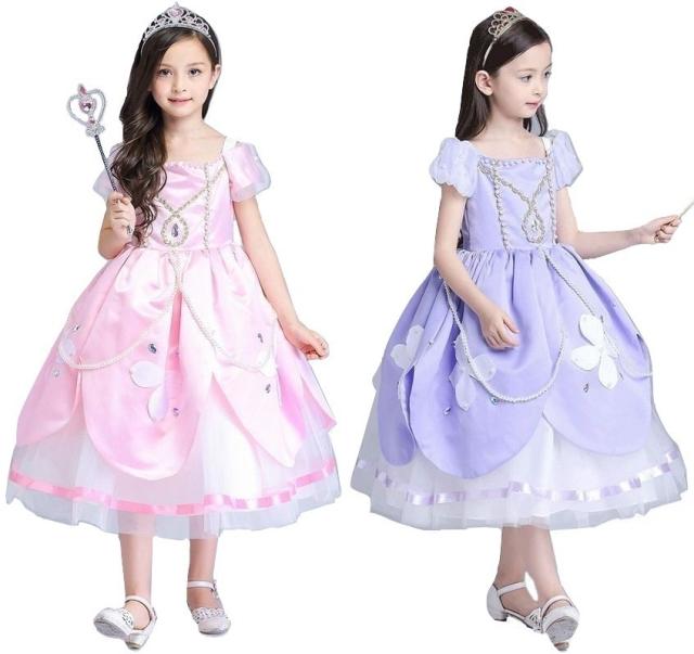 子供用 ドレス ワンピース 半袖 膝下 コスプレ衣装 コスチューム お姫様 プリンセス 背中ファスナー 背中リの通販はau Pay マーケット プラスナオ