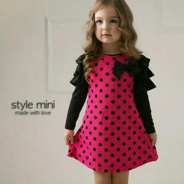 長袖ワンピース Aラインワンピース ドットワンピース ミニワンピース 子供服 女の子 女児 キッズ 小学生 の通販はau Pay マーケット プラスナオ