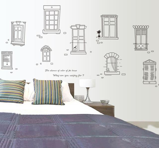 ウォールステッカー 壁 ウォール シール 猫 黒猫 窓 建物 シャドー 影 英字 英文字 はがせる 取り外し ルーム 部屋 寝室の通販はau Pay マーケット プラスナオ