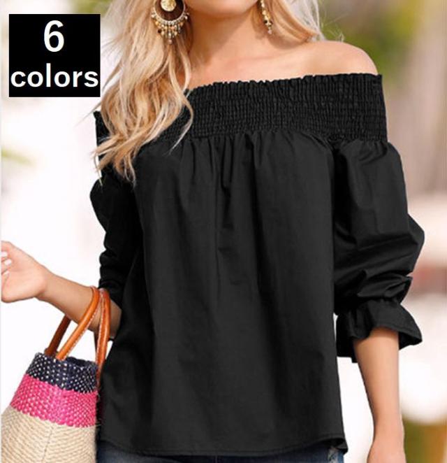 ブラウス カットソー シャツ レディース オフショルダー リボン バックリボン 七分袖 キュート 可愛い デート お出かけ 女性の通販はau Pay マーケット プラスナオ