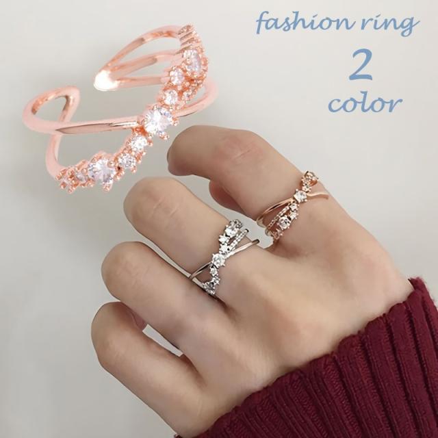 ファッションリング レディース アクセサリー 指輪 クロスデザイン 3連風 ラインストーン クリアカラー オープニングリング 切の通販はau Pay マーケット プラスナオ