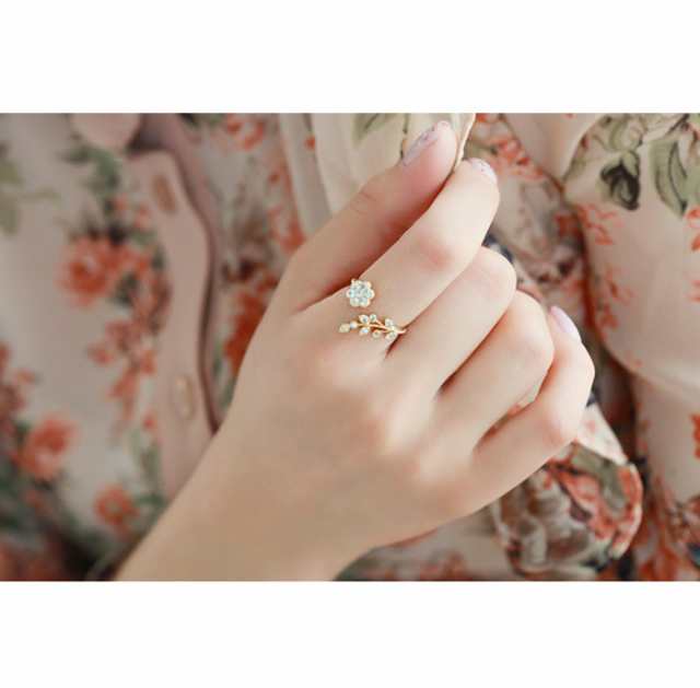 レディース リング アクセサリー 女性用 指輪 ゴールドカラー リーフ 葉っぱ型