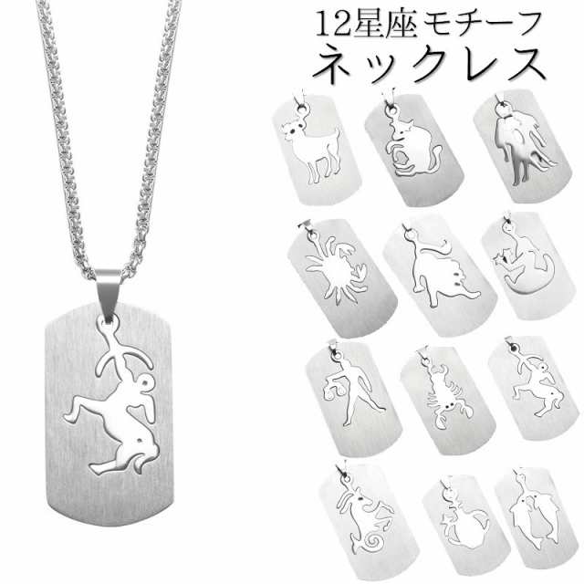 メンズネックレス ペンダント 12星座 プレートネックレス アクセサリー シルバーカラー シンプル カッコイイ 男性用 紳士用 の通販はau Pay マーケット プラスナオ