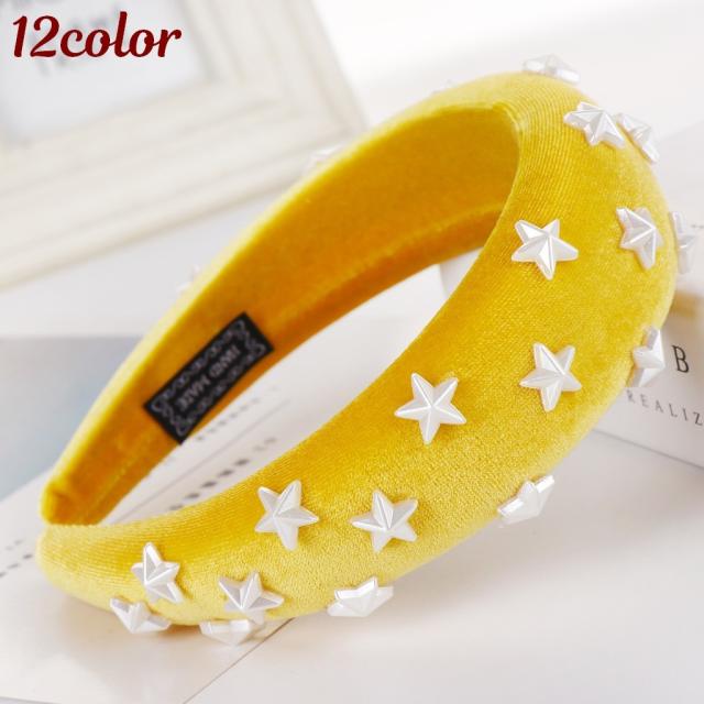 カチューシャ 星型フェイクパール 幅広 太め ワイド ベロア調 レディース ヘアアクセサリー 髪飾り ヘアアレンジ スター かわの通販はau Pay マーケット プラスナオ