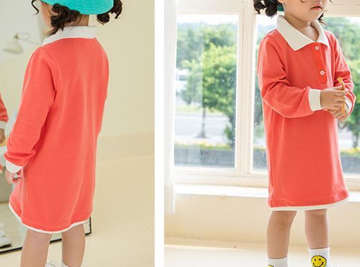 ワンピース ポロシャツワンピース 長袖 キッズ 子供服 トップス プルオーバー 襟付き 角襟 フロントボタン 無地 シンプル 柄の通販はau Pay マーケット プラスナオ