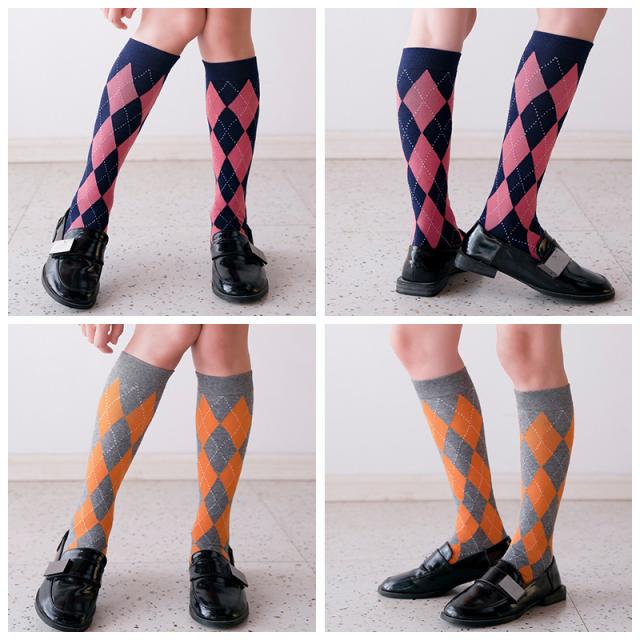 靴下 ソックス ハイソックス ひし形 アーガイル柄 ダイヤモンド柄 5色