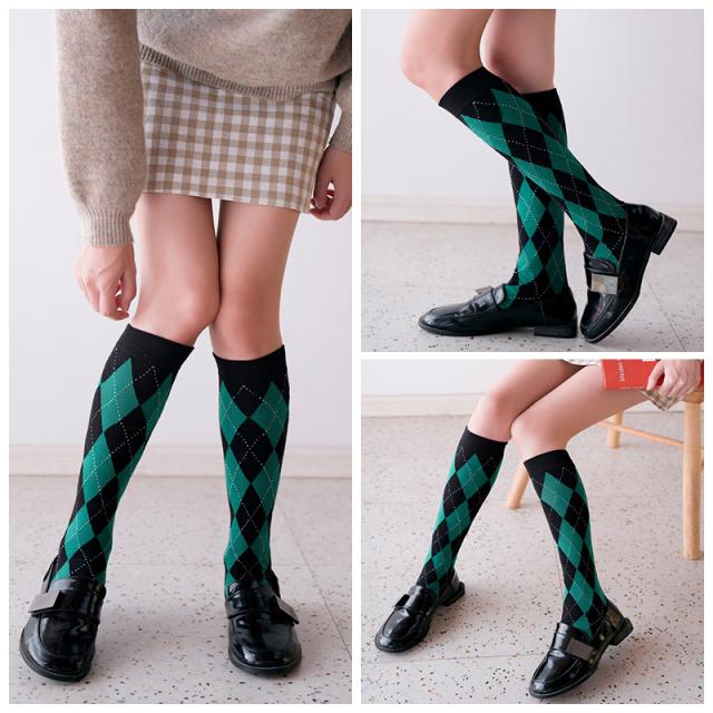 靴下 ソックス ハイソックス ひし形 アーガイル柄 ダイヤモンド柄 5色