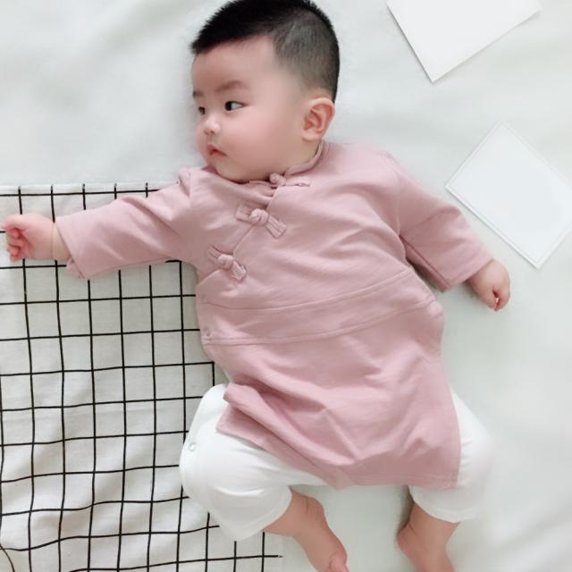 カバーオール ロンパース 長袖 半袖 長ズボン ベビー 赤ちゃん 男の子 女の子 チャイナ風 中華 無地 股ボタン 前開き 前ボの通販はau Pay マーケット プラスナオ