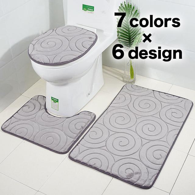 バスマット トイレマット ラグマット 日用雑貨 3点セット トイレカバー 吸水 滑り止め付き エンボス加工 インテリア 花柄 フの通販はau Pay マーケット プラスナオ