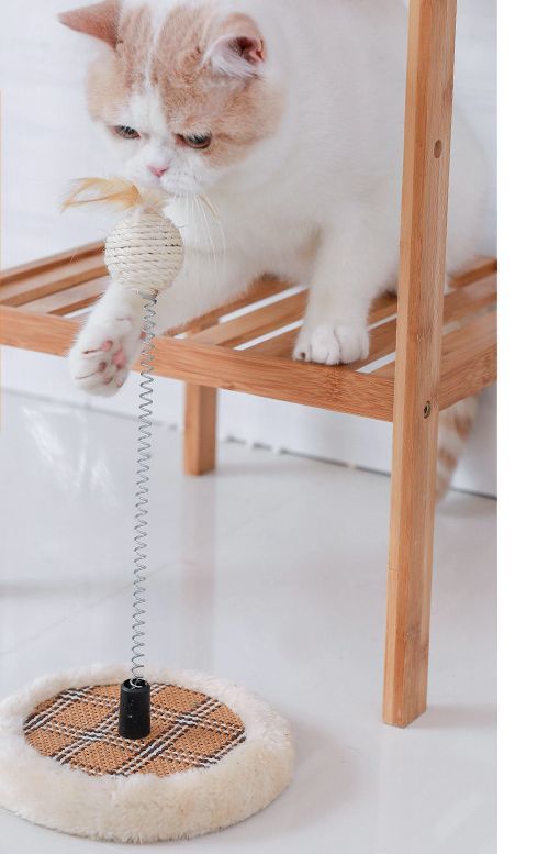 ねこじゃらし ペット 猫 猫のおもちゃ キャット ペット用品 ペット用おもちゃ スプリング ベル付き 土台付き バネ ひとり遊びの通販はau Pay マーケット プラスナオ